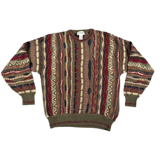 Alfani Other - Vintage 80s 90s 3D Thick Texture Cable Abstract Grunge Hip Hop Sweater Small